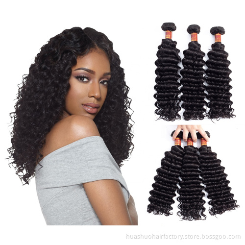 Huashuo Grade 10A 12A 15A Premium Grade Real Mink Virgin Cuticle Deep Wave Brazilian Human Hair